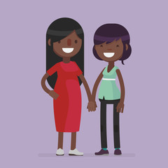 Cute lesbian couple vector illustration