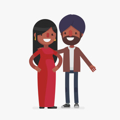 Traditional cute couple vector illustration