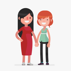 Obraz na płótnie Canvas Cute lesbian couple vector illustration