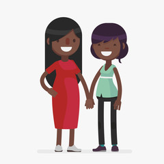 Cute lesbian couple vector illustration