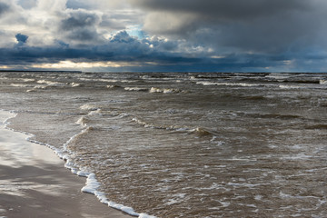 Stormy day by Baltic sea, Latvia.