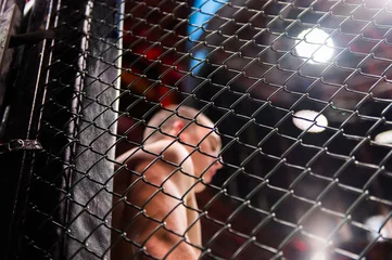 Crédence de cuisine en verre imprimé Arts martiaux Les combattants MMA Boxers se battent dans des combats sans règles dans l& 39 octogone du ring