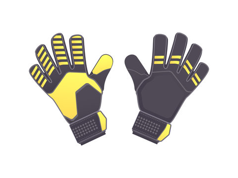 Goalkeeper protection gloves. Vector illustration. Soccer goalkeepers gloves isolated on white background