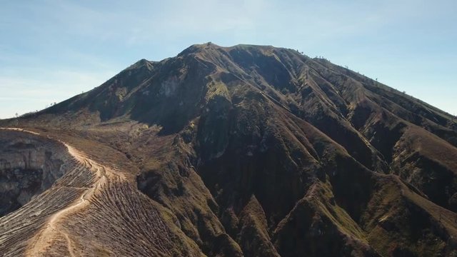 Aerial view of Tropical Mountain Cardigan Banyuwangi Regency of East Java, Indonesia. 4K Aerial footage. Mountain landscape