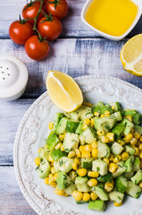 Portion salad with raw vegetables