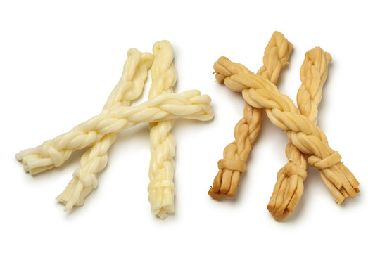 Traditional Slovak smoked and unsmoked korbacik string Cheese
