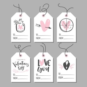 Set of Romantic gift tags for Valentine's day