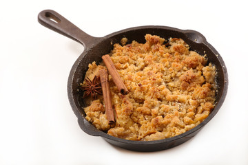 apple crumble isolated on white