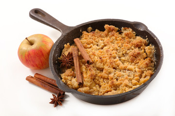 apple crumble isolated on white