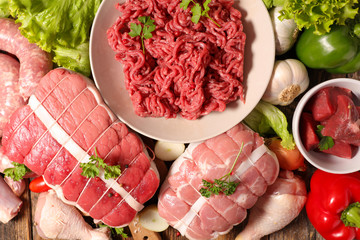 assorted raw meats