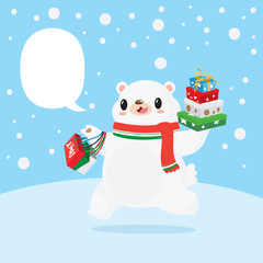 Merry christmas theme Polar Bear Shopping , Christmas Big Sale