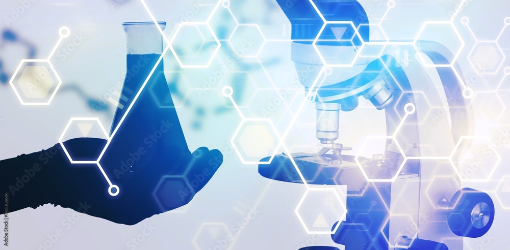 Poster background of scientist working in laboratory