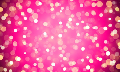 Light abstract bokeh shine of pink glitter effect background. Vector shiny confetti lights for Valentines or birthday background design template. Magic glittering glow with lens flare sparkling light
