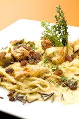 pasta hindu, con pasas y especias