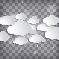 Vector illustration of clouds set on a chequered background