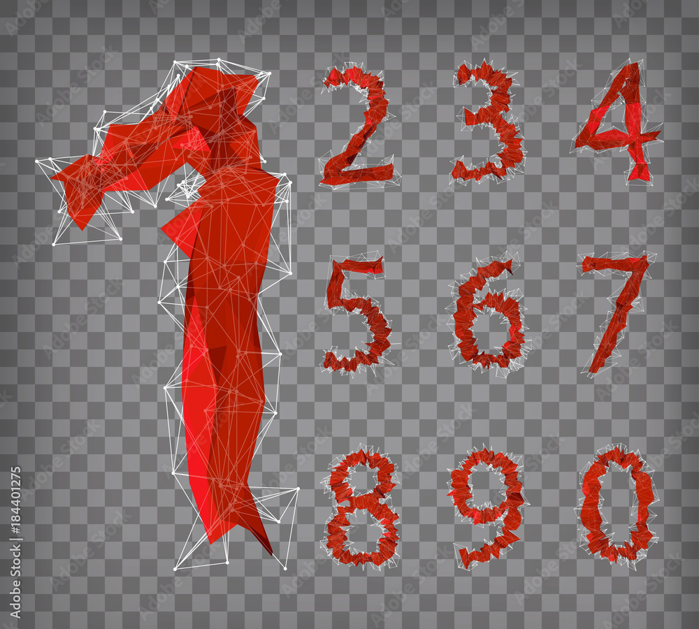 Poster abstract red modern triangular collection of numbers on bchequer
