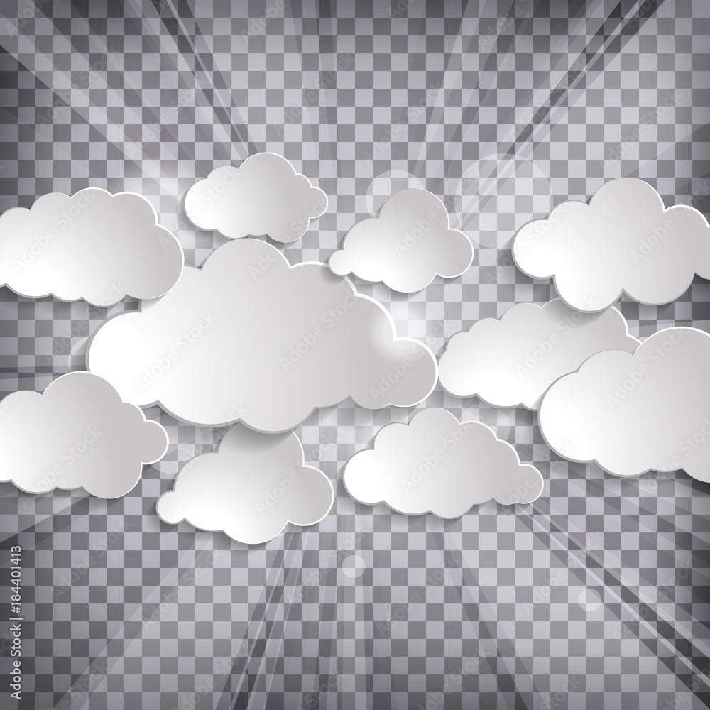 Poster abstract background with sun rays and clouds on a chequered back