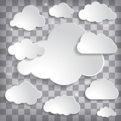 Fototapeta premium Vector illustration of clouds set on a chequered background