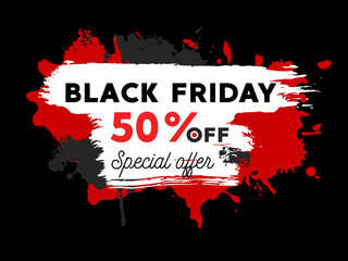 Black friday sale illustration with paint splatters