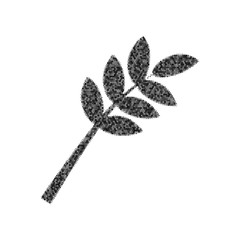 Tree branch sign. Vector. Black icon from many ovelapping circles with random opacity on white background. Noisy. Isolated.