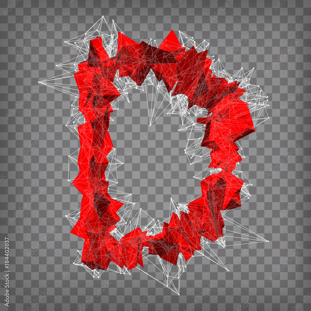 Poster abstract vector red modern triangular emblem of d on a chequered