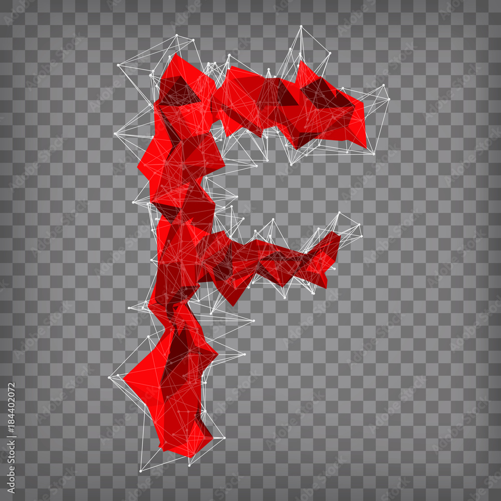 Poster abstract vector red modern triangular emblem of type f on a cheq