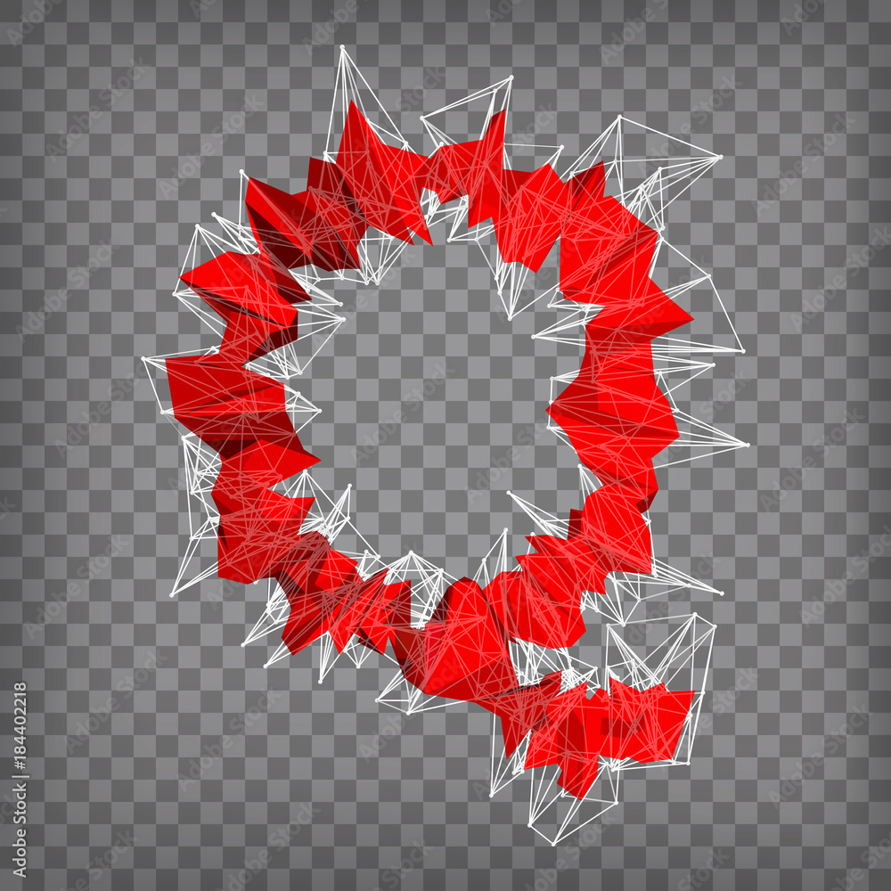 Poster abstract vector red modern triangular emblem of type q on a cheq