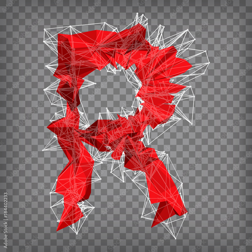 Poster abstract vector red modern triangular emblem of type r on a cheq