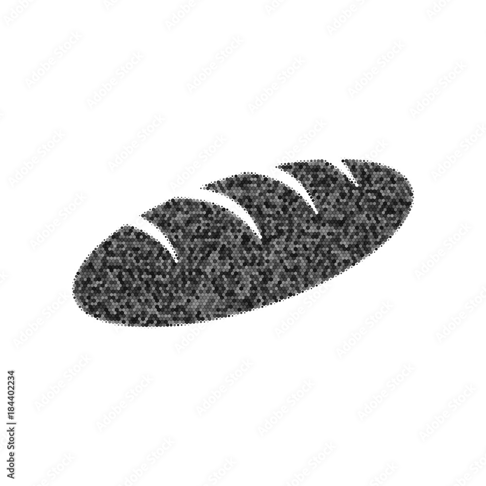 Poster bread sign. vector. black icon from many ovelapping circles with random opacity on white background.