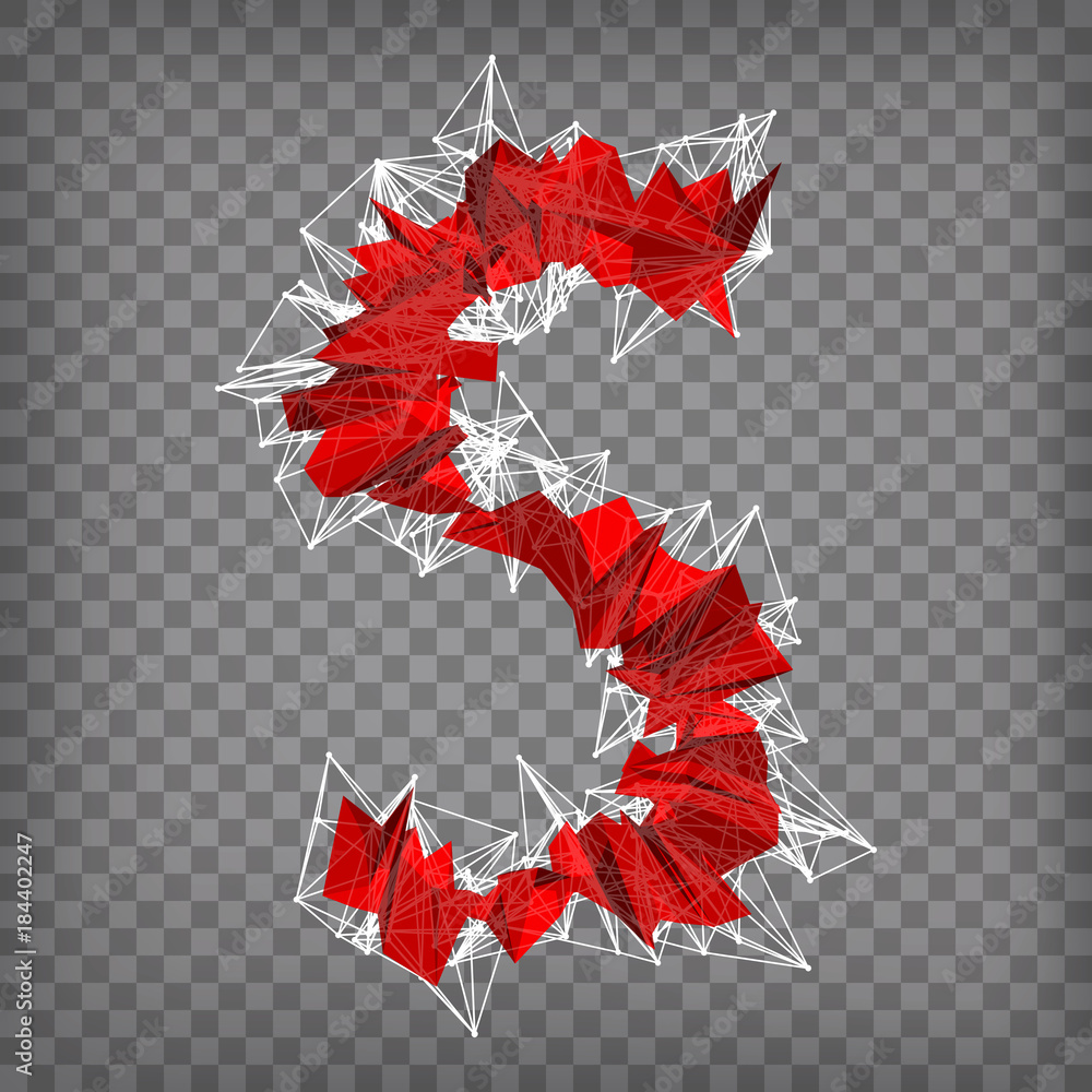 Poster abstract vector red modern triangular emblem of type s on a cheq