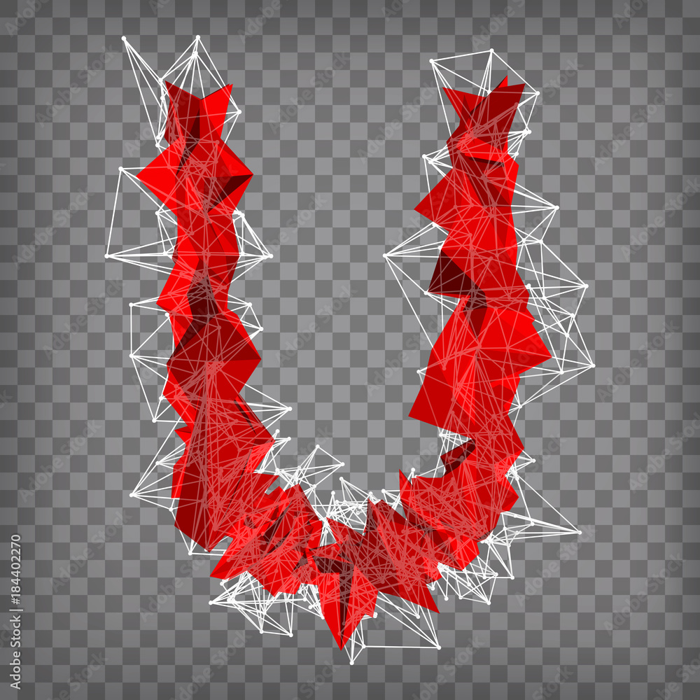 Poster abstract vector red modern triangular emblem of type u on a cheq