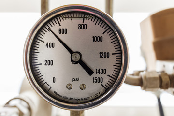 Pressure gauge read forty psi in oil and gas operation.