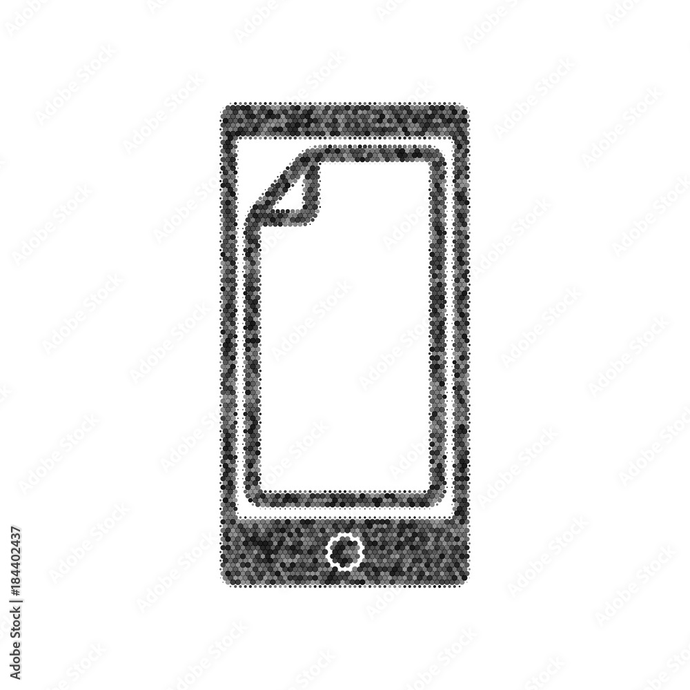 Poster protective sticker on the screen. vector. black icon from many ovelapping circles with random opacit