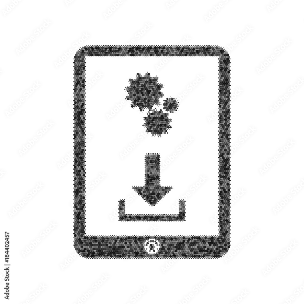 Aufkleber phone icon with settings symbol. vector. black icon from many ovelapping circles with random opacity
