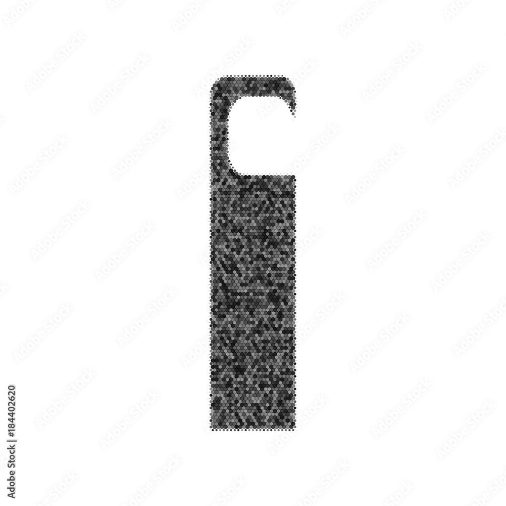Poster hotel door hanger tag sign. vector. black icon from many ovelapping circles with random opacity on w