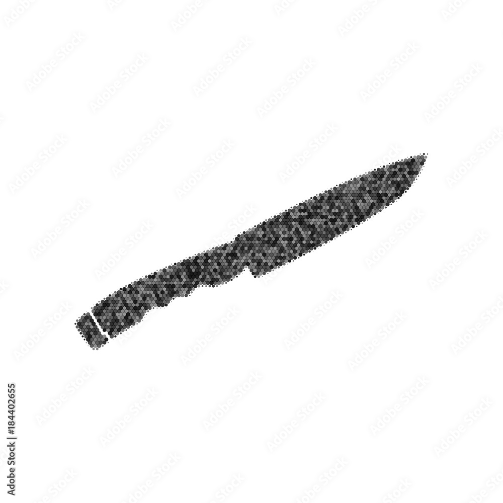 Poster knife sign. vector. black icon from many ovelapping circles with random opacity on white background.