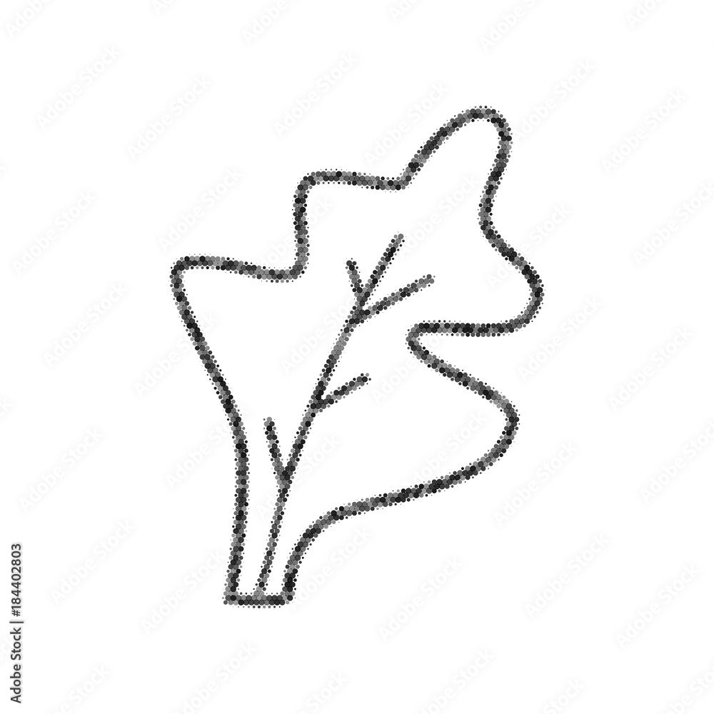 Poster lettuce leave sign. vector. black icon from many ovelapping circles with random opacity on white bac