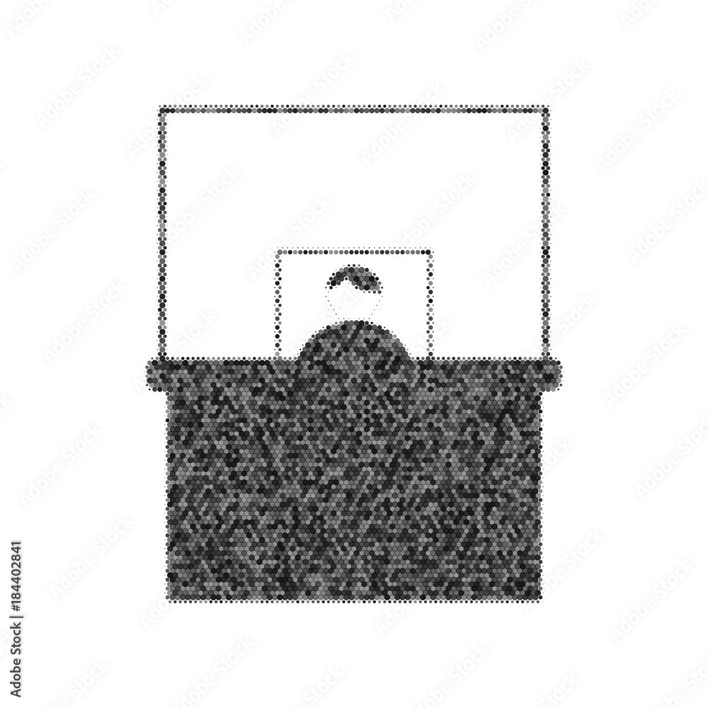 Aufkleber information desk sign. vector. black icon from many ovelapping circles with random opacity on white 