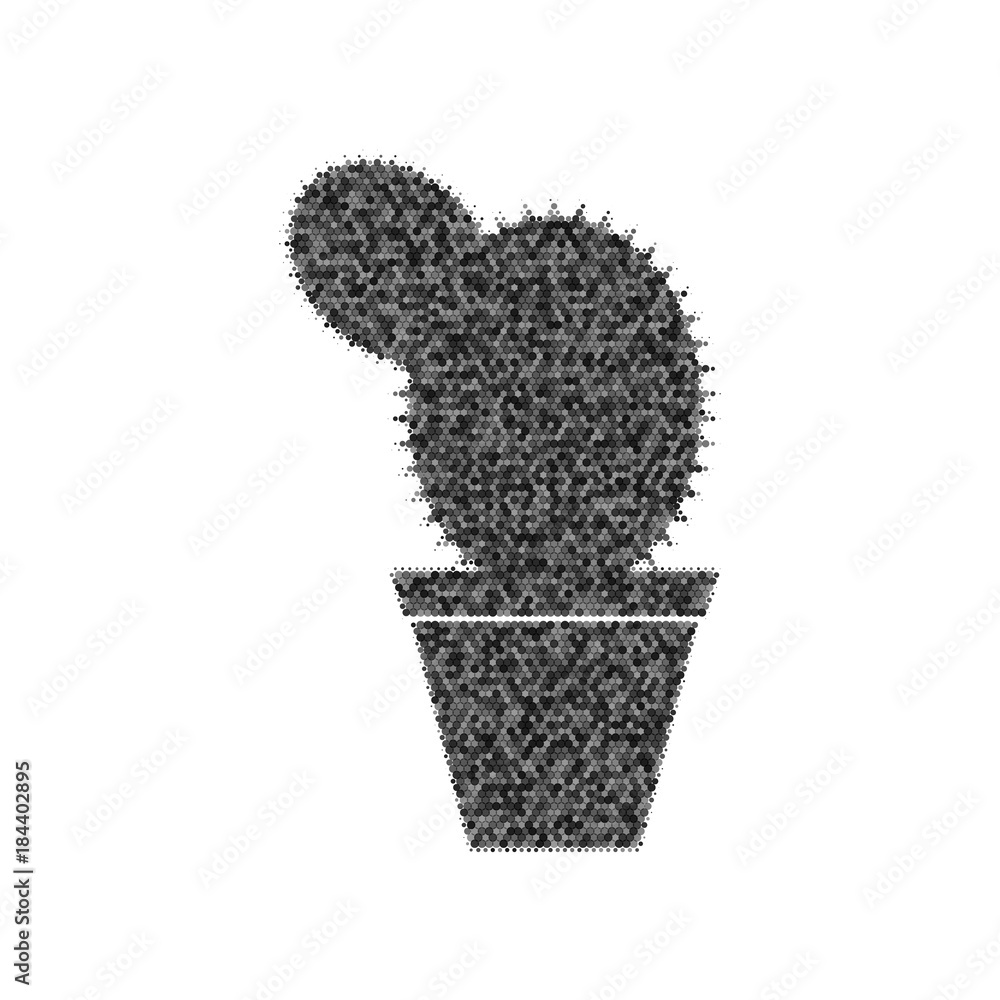 Aufkleber cactus sign illustration. vector. black icon from many ovelapping circles with random opacity on whi
