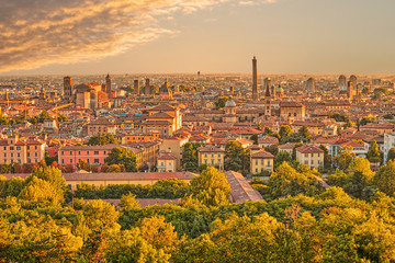 Fototapeta na wymiar Panorama of the Bologna city in Italy
