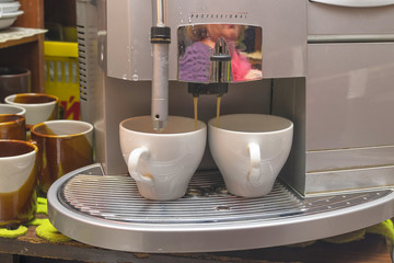 Making coffee cappuccino coffee machine