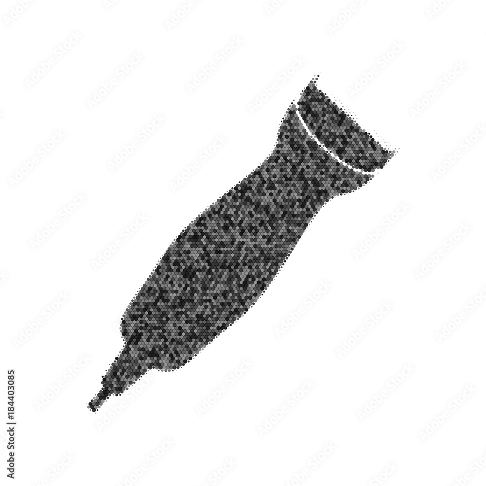 Poster clipper sign illustration. vector. black icon from many ovelapping circles with random opacity on wh