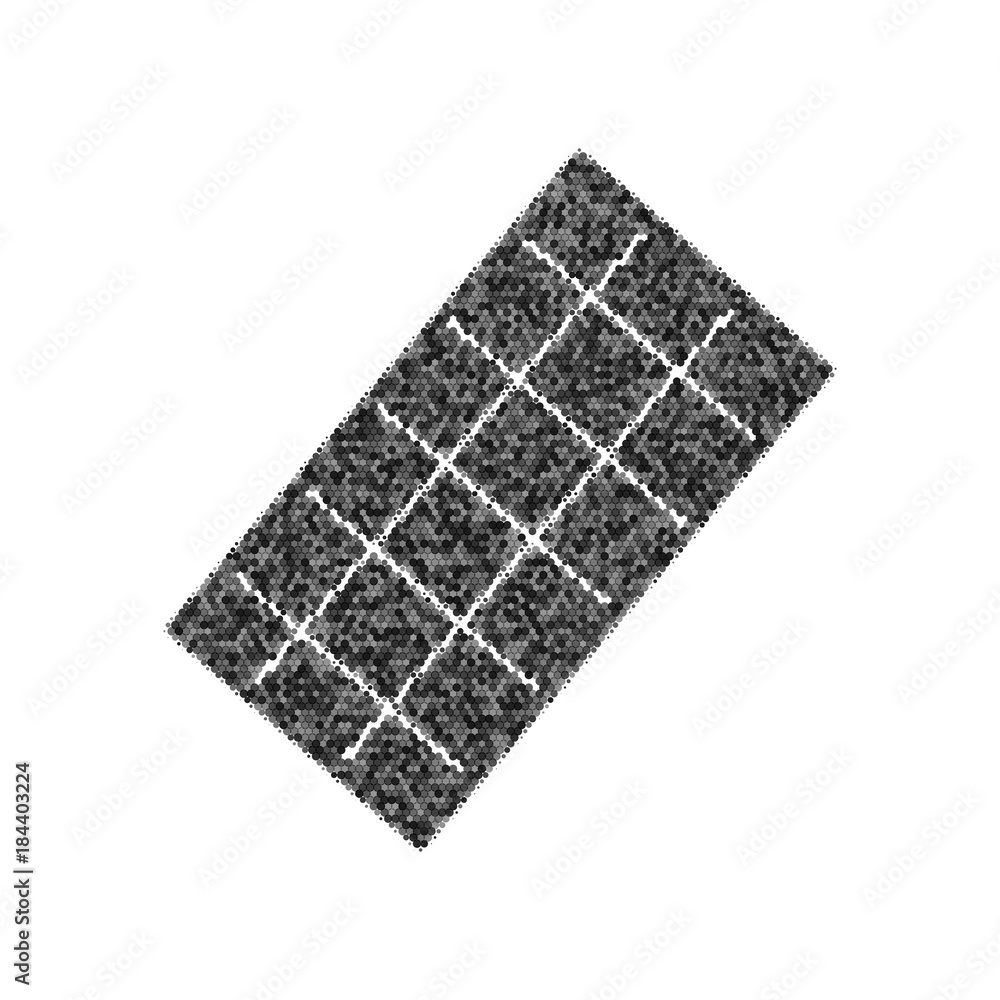 Poster chocolate sign. vector. black icon from many ovelapping circles with random opacity on white backgro