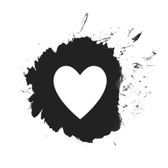 Schwarzer Farbfleck mit Herz Symbol