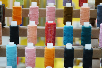 Spools of colored thread.