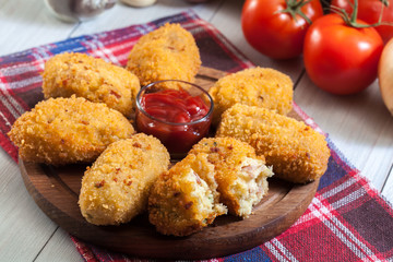 Homemade croquettes of jamon ham