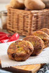Aloo Tikki or cutlet. Indian snack made of boiled potatoes