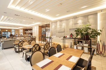 restaurant, coffee shop, hotel interior in seoul, korea