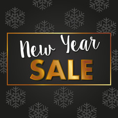 New year sale banner with silver snowflakes