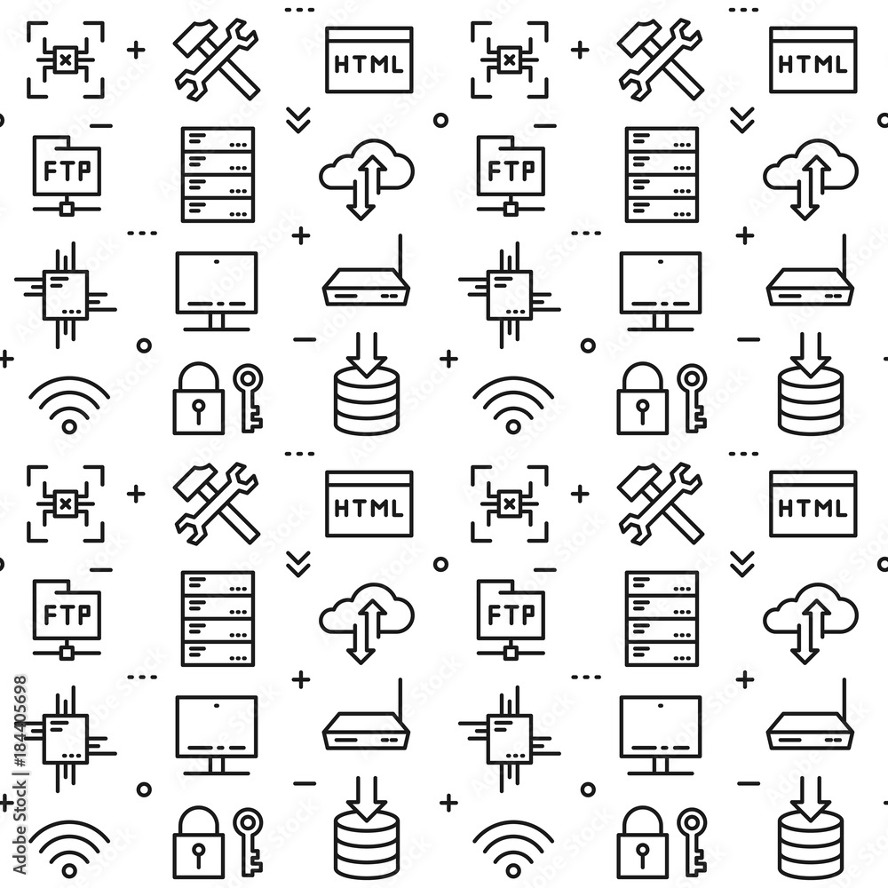 Poster data (server) centre vector pattern. data center (network equipment, hosting storage, server technol